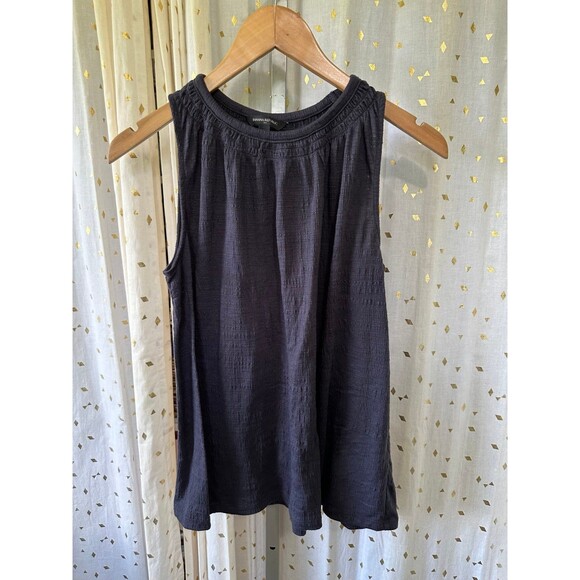 Banana Republic Factory Navy Blue Scrunch Front Sleeveless Textured Blouse Top S - Picture 2 of 4